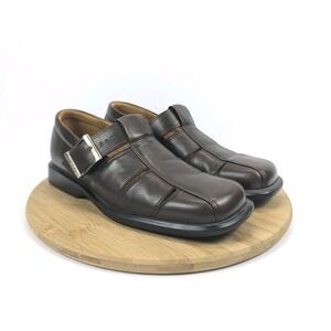 Ecco Fisherman Sandals Shoes Mens 9 Brown Leather Square Toe Buckle